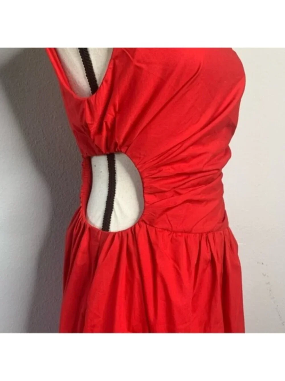 NWT Abercrombie & Fitch Red One-Shoulder Cutout Maxi Dress